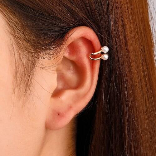 French Double Layer Pearl Earrings Ear Clip Earrings For Women Earing Without Hole Jewelry Fake Earings Single Ear Earring S63