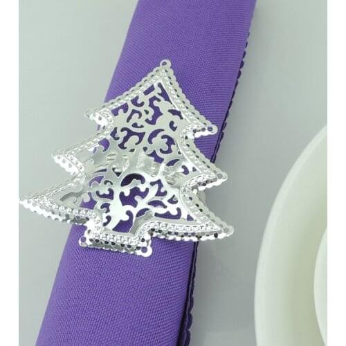 Hot Sale 12 pc Christmas tree Napkin Ring Serviette Holder Wedding Banquet Dinner Decor Favor Napkin buckle Table decorations