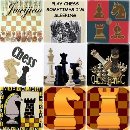 JWEIJIAO International Chess Backgammon Square Shape 12mm DIY Glass Cabochon Cameo Charms Settings Jewelry Findings