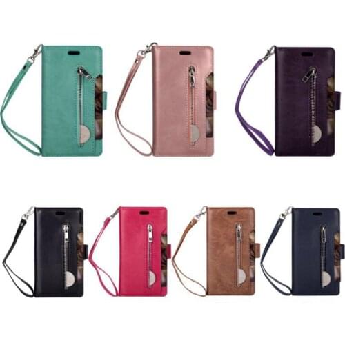 Multifunction Leather Wallet Case For Huawei P Smart Plus Y6 Y7 2019 For Samsung M30 M20 A70 A50 A30 9 Zipper Flip Cover 30pcs