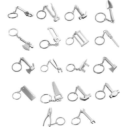 Fashion Tools Keychains Spanner,Hammer,Saw,Axe,Wrench,Electrodrill,Scissors Alloy Pendants with Chains useful Key chains