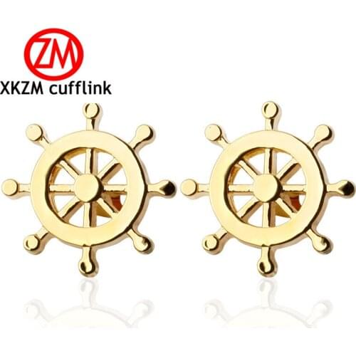 Hot Fashion Men Cufflinks Male Men French Shirt Cuff Links Golden rudder Design Cufflink Cuff Button mens Jewelry Party gift