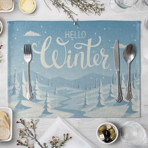 Fashion Print Rectangle Cotton Linen Western Style Table Pad Cut Mats Placemat for Dinner Kitchen Table 40x30cm