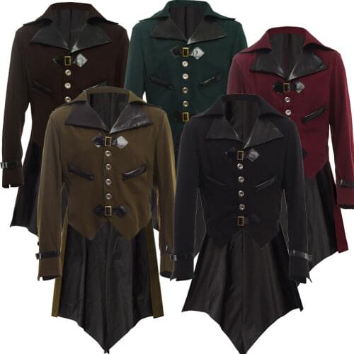 Medieval Costume Men Coat Steampunk Women Tailcoat Gothic Vampire Cosplay Jacket