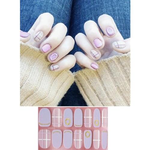 3PCs Korean Nail Polish Strips DIY Waterproof Nail Wraps Mixed Patterns Full Nail Patch Adhesive for Women Nail Art Stickers