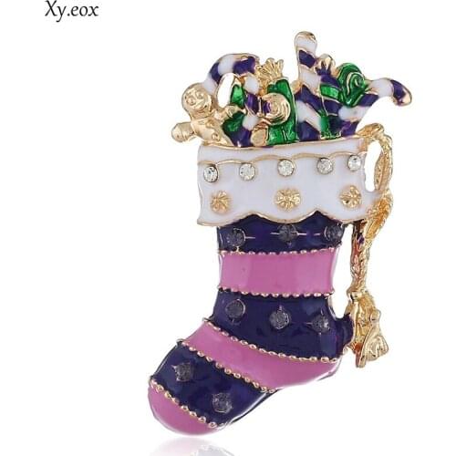 New Simple Christmas Gift Purple Christmas Stockings Alloy Brooch