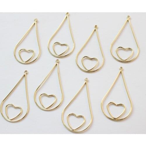 New style 12pcs/lot geometry hearts core water drop shape copper floating locket charms diy jewelry earring accessory