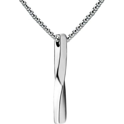 Stainless Steel Twist Bar Pendant Necklace For Men Collares Personality Sport Chain Necklaces Mens Jewellery Boy Friend Gifts