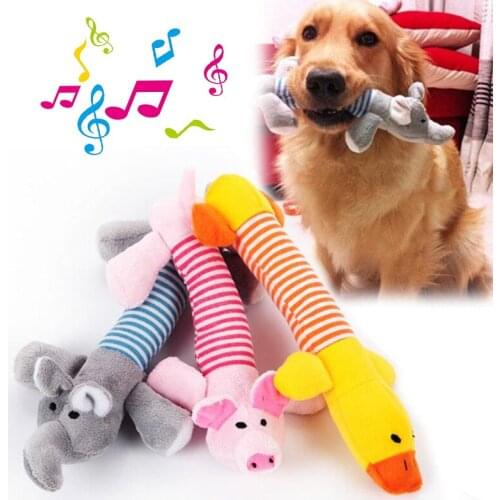 Squeak Dog Toys Cute Pet Dog Cat Plush Dog Toys Funny Fleece Durability Chew Molar Toy for Pets Elephant Duck Pig Fidget Toys