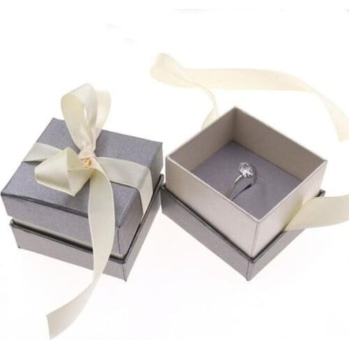 Gift Box Jewellery Organizer Ribbon Ring Paper Box 80pcs/lot Customized Ribbon Jewelry Packaging for Earring Ring Display Cases