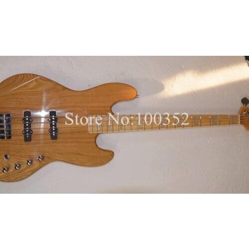 Top quality QShelly custom natural ash body 4 strings white square inlay jazz electric bass guitar musical instruments shop