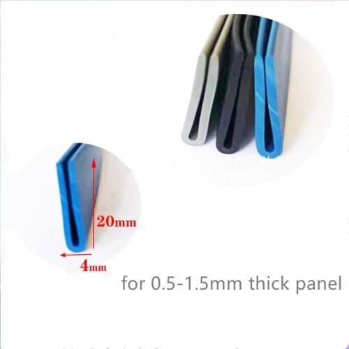 Rubber Sealing U Strip 20x4mm for 0.5 - 1.5mm thick Glass Metal Car Wood Panel Board Edge Encloser Shield Black Gray