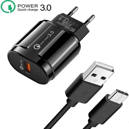 USB Type-c Cable Charger EU Plug Mobile Phone Wall Charger Adapter Quick Charge 3.0 For Samsung S30 S20 S10 M31S A51 A71 A31 M51