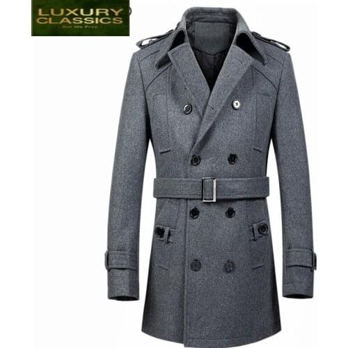 Wool Coat Men Autumn 2021 Fashion Slim Fit Long Jackets Thick Winter Trench Coats Male Overcoat Casual Windbreaker LWL637