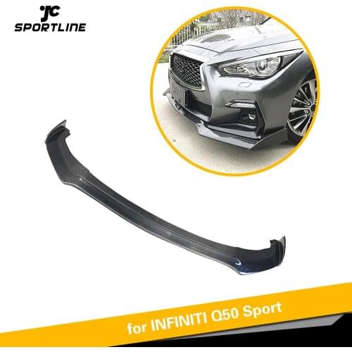 Carbon fiber Front Lip Spoiler Splitters for Infiniti Q50 Sport Sedan 4 Door 2018 Bumper Guard Black Front Bumper Splitters