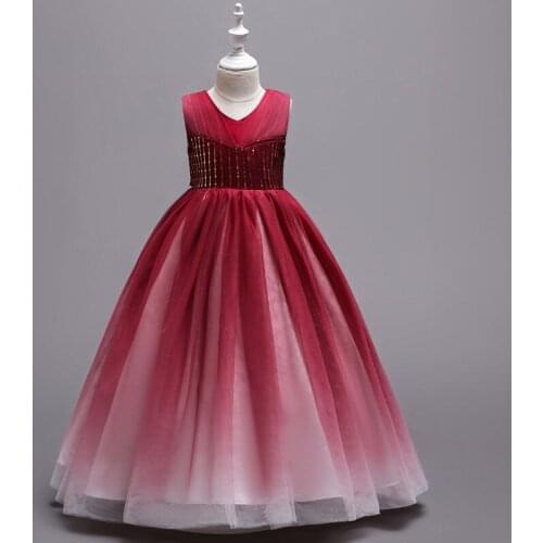 Flower girl wedding dress mini meshwork embroidery trailing dresses child soft yarn princess lacework cute dress 6
