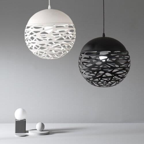 LED pendant light iron Hollow out metal ball lamp living room bedroom shop bar contemporary lighting fixture decoration