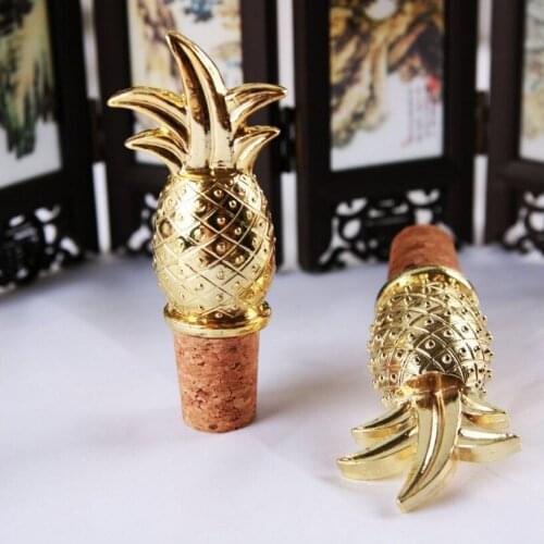 Creative Golden Pineapple Wine Stopper Wedding Party Decorations House Travel Souvenirs 20pcs/lot