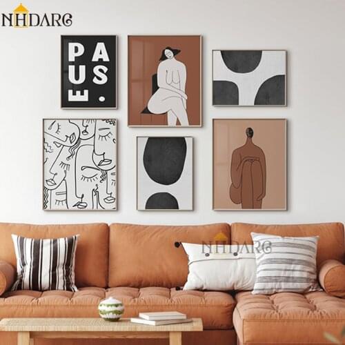 Morandi Style Vintage Chic Poster Women Body Abstract Paiting Canvas Print Creative Wall Picture Modern Home Room Decor
