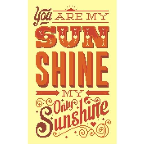 You are my Sunshine cross stitch package cartoon word 14ct sliver cloth cotton thread embroidery DIY handmade needlework