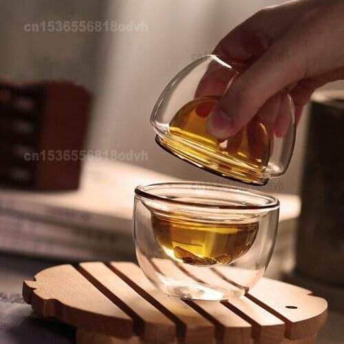 Japanese Egg Cup Double Anti-scalding Glass Creative Kung Fu Tea Set Small Glass Tea Water Bottle