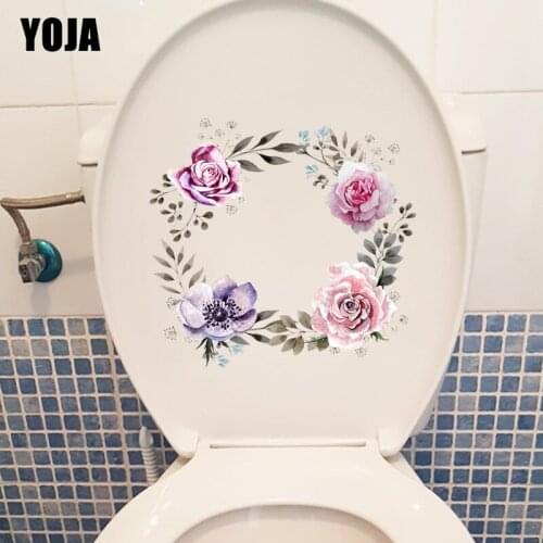 YOJA 21.7X18.5CM Beautiful Garland Of Leaves Pattern Home Wall Sticker Classic Toilet WC Decor T1-1309