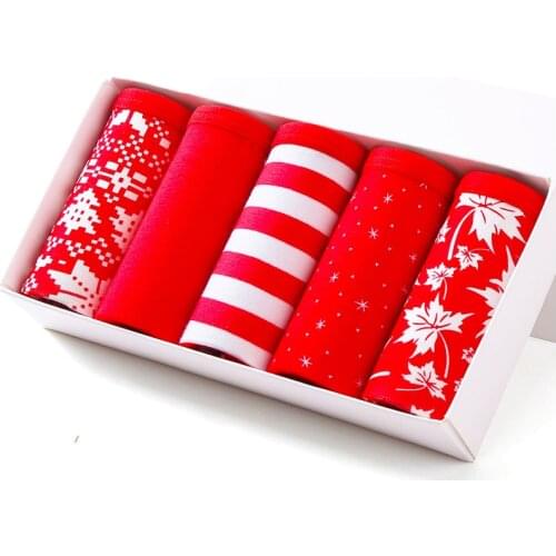 ZJX Sexy Cotton Women Panties 5Pcs/lot Comfortable Lucky Red Seamless Girls Lovely Briefs Soft Breathable Women Underwear