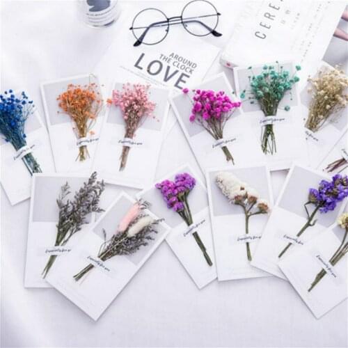 1pcs Kawaii Flower Dried Flowers Cards Invitations Postcards Gifts Card Invitations Postcards Wedding Party Festival Greetin