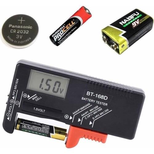 1pc LCD Display BT-168D Digital Battery Tester Capacitance Diagnostic Tool Check 9V 1.5V AAA AA Button Cell Universal monitor