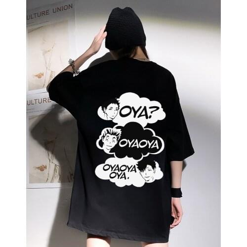 2020 Haikyuu OYAOYAOYA T Shirt Funny Tops Graphic Tees Harajuku Unisex Anime funny T-shirt Male Tshirt