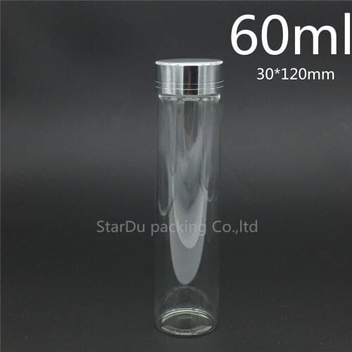 240pcs 30*120mm 60ml screw neck glass bottle with Aluminum cover for vinegar or alcohol,carft/storage candy bottle