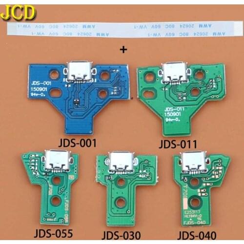 5Set=10PCS For4 PS4 Pro Slim Controller Charging Socket Port Circuit Board JDS 001 011 030 040 with 12 14 Pin Power Flex Cable