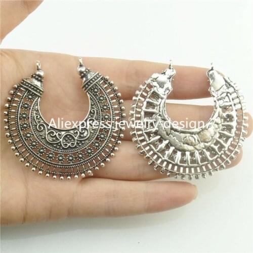 Free shipping 17369 4PCS Alloy Tibetan Silver Hollow Love Heart Flower Moon Filigree Pendant