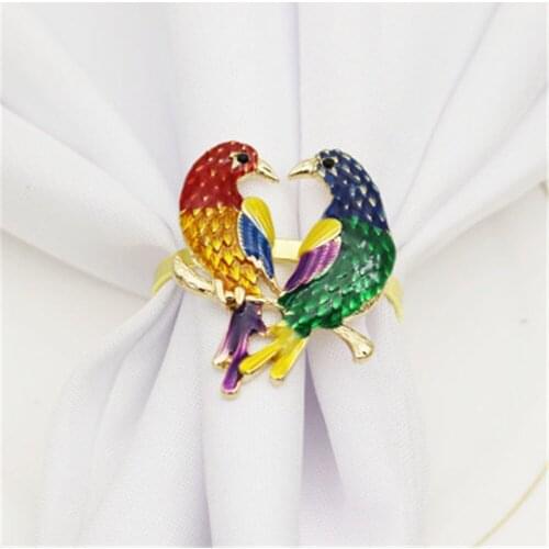 6 / PCS NEW mandarin duck bird napkin buckle metal napkin ring cloth ring gold napkin ring factory direct sales