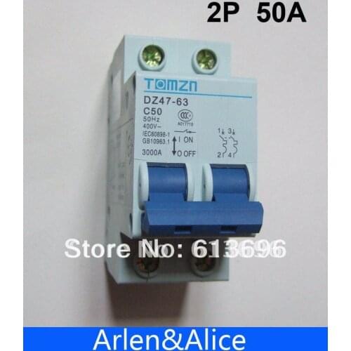 2P 50A 400V~ 50HZ/60HZ Circuit breaker AC MCB safety breaker C type