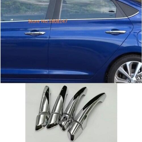 Car stick cover protect detector frame lamp trim ABS chrome door handle 8pcs for Hyundai Solaris Accent 2017 2018 2019 2020