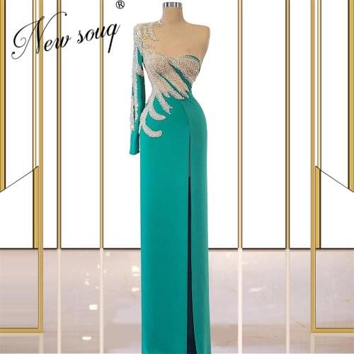 Shiny Fabric Prom Gowns Middle East Mermaid Celebrity Dress For Women Robe De Soiree Dubai Couture Arabic Formal Evening Dresses