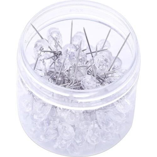 100PCS Diamond Big Head Sewing Pins Corsages Pins Wedding Bouquet Pins Stitching Needles Traight Pins Sewing Accessories 8*52mm