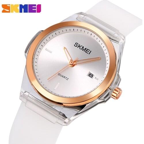 Luxury Womens Watches Fashion Silicone Strap Quartz Watch Calendar Display Ladies Casual Dress Bracelet Simple Clock SKMEI Hour