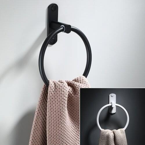Black Alumimum Towel Ring European-Style Bathroom Towel Rack Towel Ring Antique Hotel Bathroom Storage Rack