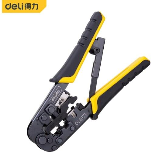 Deli Crimping Pliers Multi-functional UTP/STP Round Twisted Pair Stripping Cutter Cable Wire Stripper Crimper Cutter Pliers Tool