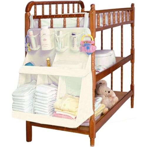 Baby Bed Hanging Organizer Bag Waterproof Baby Diapers Portable Storage Bag Feeding Bottle Toys For Crib Bed Storage Rack Access