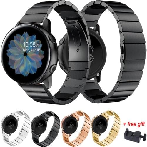 For Samsung galaxy watch Active 2 44mm 40mm Stainless Steel 20MM Watch Strap band Bracelet Metal Active2 Watchbands With Tool