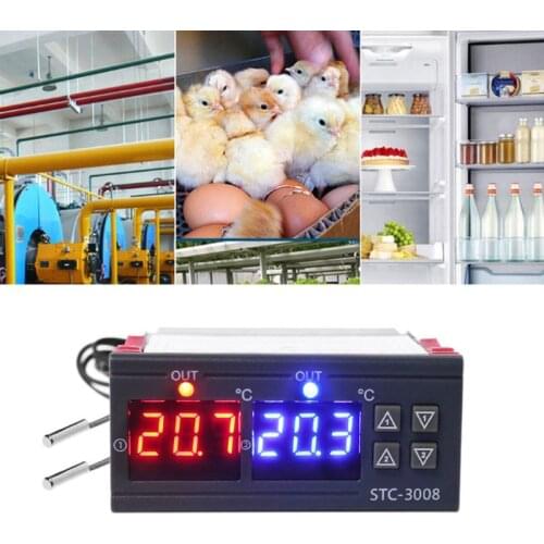 Dual Digital Temperature Controller Double Thermostat Heating Cooling 10A DC 12V 24V