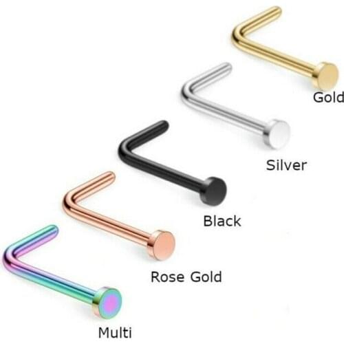 Nose Stud Surgical Steel 2mm Flat Disc L-Shape Bone Pin Hook Piercing