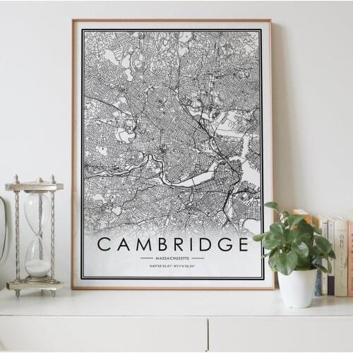 CAMBRIDGE Boston Massachusetts MA USA city map Nordic Living Room Decoration Canvas Poster Modern Home Decor Art Print Painting