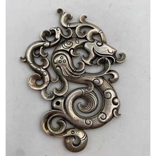 China White copper Hollow out archaize dragon statue