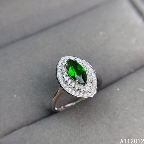 KJJEAXCMY fine jewelry S925 sterling silver inlaid natural Diopside new girl luxury ring support test Chinese style with box
