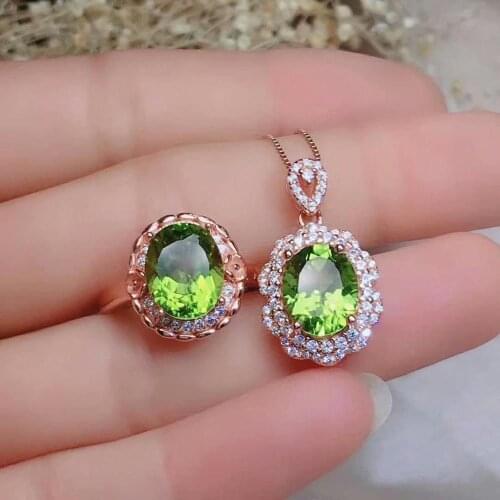 SHILOVEM 925 silver sterling peridot pendants rings send necklace classic wholesale Fine women gift plant party new jctz081099ag