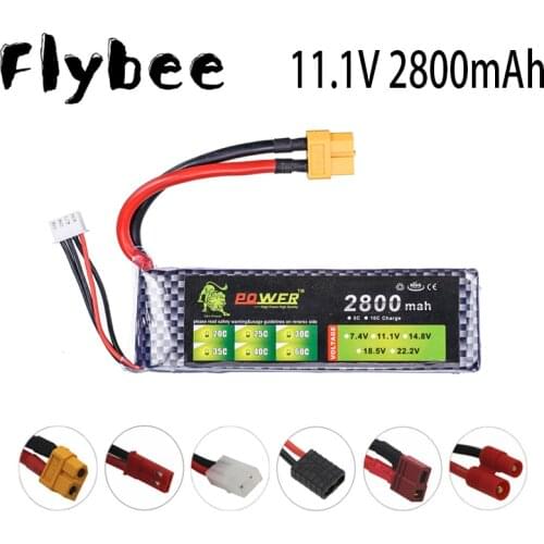 Upgrade 35C 11.1V 2800maH Lipo Batterry For RC Quodcopter Cars Boats Drone Spare Parts 3s 2800mah 11.1v Rechargeable Battery